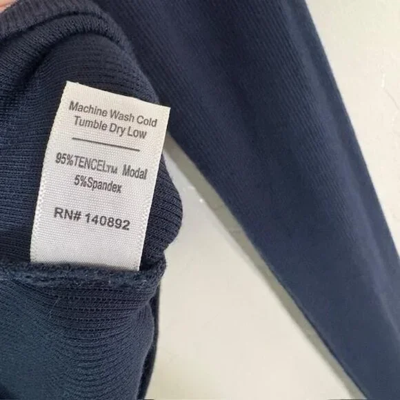 Marine Layer Shirt Womens XS Navy Blue Ribbed Scoop Neck Henley Long Sleeve - Picture 4 of 7